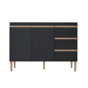 Imagem de Balcão Pia Cozinha Modulada Sabrina 120x52cm Mdp Menu Móveis Preto