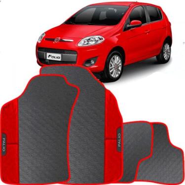 Imagem de Lindo jogo tapete carro automotivo vermelho fiat palio novo attrative 
