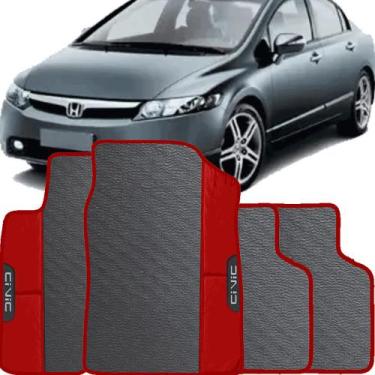 Imagem de Lindo jogo tapete 4 peças carro automotivo  na cor vermelho  honda civ