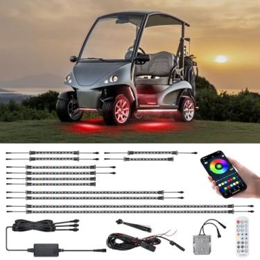 Imagem de Roykaw Kit de iluminação neon para carrinho de golfe com luz de LED com poço de roda e luzes internas para carro EZGO Yamaha Club, milhões de cores/à prova d'água IP68/sincronização com música, serve