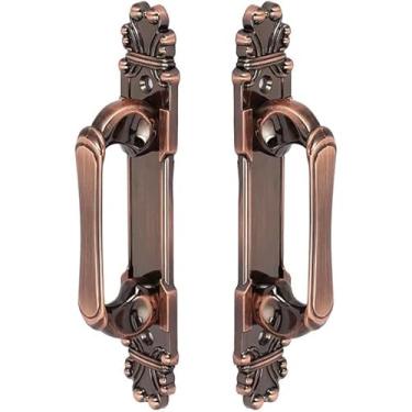 Imagem de Puxador Duplo Mozart 280mm Porta Pivotante Correr Passagem Madeira Vidro Colonial Clássico Rústico Maxima Metais (Cobre Antigo)