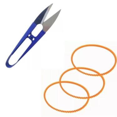 Imagem de Tesoura de arremate tecelão Metal + kit 3 correias para overloque - fo
