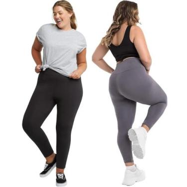 Imagem de Kit 2 Calças Legging Plus Size Reforçada Academia Fit - WM, G2 50-52, 