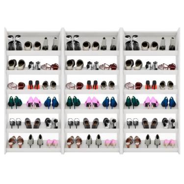 Imagem de Kit 3 Armários Sapateira Multiuso Paris - Lumil Móveis Branco