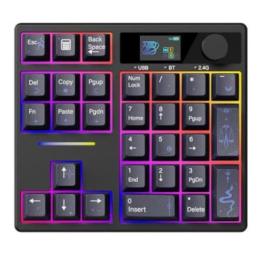 Imagem de ZMX Teclado numérico X BOYI TD31Pro, teclado numérico com fio Hot Swap BT5.0/2,4GHz/Tipo-C com tela e botão, teclas PBT de 30 teclas, RGB Gaming Macro Numérico Pad para PC Laptop (Moon-Star)