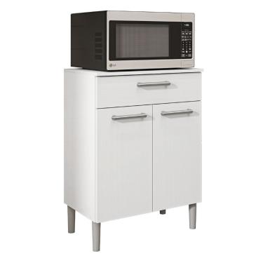 Imagem de Armário De Cozinha Balcão Multiuso Para Micro Ondas Com Gaveta Diamante Branco Kit's Paraná Branco
