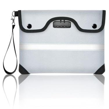 Imagem de Jsngbse Bolsa de documentos à prova de fogo de 3,426 °C com fechadura, bolsa à prova de fogo de 11,4 x 8,3 polegadas para documentos, sacos de dinheiro à prova de fogo com envelope com zíper, bolsa à