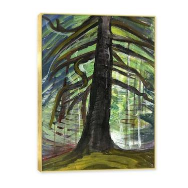 Imagem de NHLDZYH Moldura de ouro. Impressões em tela famosas, (árvore morta na floresta) de Emily Carr, quadros de pinturas famosas, impressão quadros abstratos sobre tela. 50x70cm
