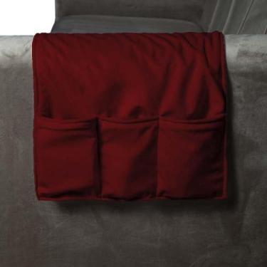 Imagem de Porta Controle Em Tecido Suede Para Sofá Herrero, Vermelho