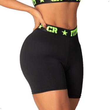 Imagem de Short Elastico Exposto Feminino Academia - CR FITNESS, Preto com elast