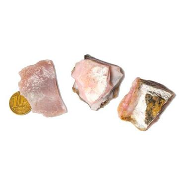Imagem de 03 Opala Rosa Natural Pedra Bruta 30 a 60mm 25 a 50g - CristaisdeCurve