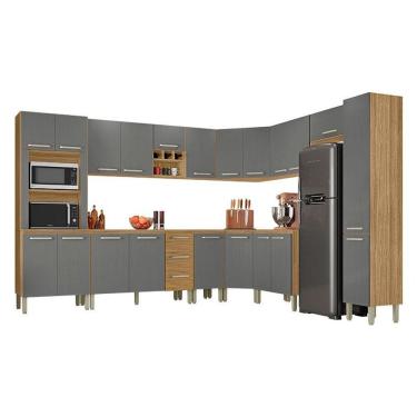 Imagem de Cozinha Modulada Ametista Composição 1 Freijó Gris Ripado - Kits Paraná