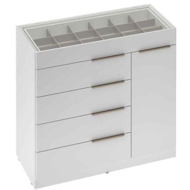 Imagem de Cômoda com Porta Jóia Lume 5 Gavetas Branco Casa Chick, Branco
