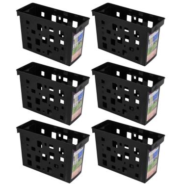 Imagem de Kit 6 Organizadores De Pastas Suspensas Dellocolor Caixas Arquivos Documentos Preto