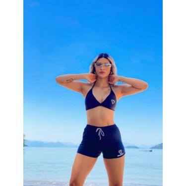 Imagem de Conjunto de Biquíni Asa Delta com Short Suplex Tecido Premium Preto Ta