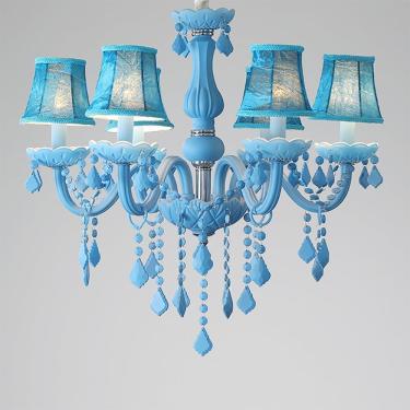 Imagem de Vela De Cristal Contemporânea Lâmpada Pendente Sala De Estar De Luxo Europeu Restaurante Quarto Quarto Infantil Quarto De Menina Villa Loja De Roupas Salão De Beleza Lustre, B B 6 Lights