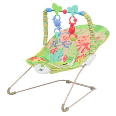 Imagem de Cadeira de Descanso e Balanço Infantil Verde Com Música Vibração Brinq