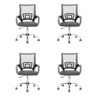 Imagem de Conjunto 4 Cadeiras Escritório Office Arco Mesh Pret Conthey