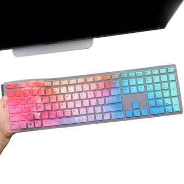 Imagem de i-Tensodo Capa protetora de teclado compatível com Dell Inspiron 24 5415 5430, Dell Inspiron 27 7730, OptiPlex All-in-One 7420 7440 Desktop PC Capa de teclado de silicone colorida