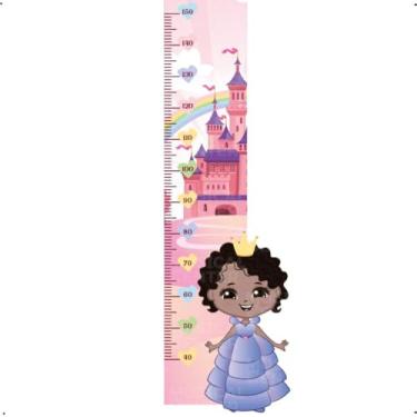 Imagem de Adesivo Decorativo Régua Crescimento Princesa Infantil Lavável Seguro Fácil Aplicação Decoração Criativa Quarto Bebê Menina Área Kids Pais Mães