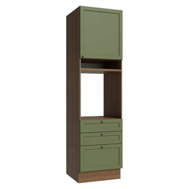 Imagem de Torre Quente 60 cm 1 Porta 3 Gavetas Rustic/Verde Vik Madesa