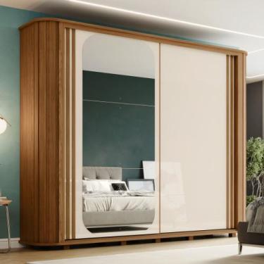 Imagem de Guarda Roupa Casal Mozzate Cantos Arredondados com Ripado 2 Portas Des