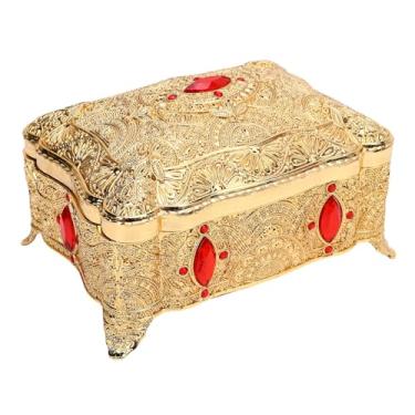 Imagem de Luocute Luxury Vintage Retângulo de Liga de Liga de Metal, Caixa de Armazenamento de Organizador de Bugigangas Com Padrão de Roseira para Mulheres Meninas, Requintado Organizador de