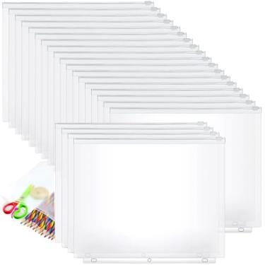 Imagem de Gersoniel 40 bolsos para fichário, 3 orifícios, bolsa com zíper, 3 anéis, bolsos A4 com pastas com zíper, bolsas de plástico, sacos de folhas soltas, à prova d'água, saco de arquivamento de documentos