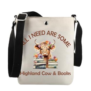 Imagem de Bolsa tiracolo Bookish Highland Cow Gift All I Need Are Some Highland Cow & Books Presente de fazendeiro para amantes de animais, All I Need Are Xk