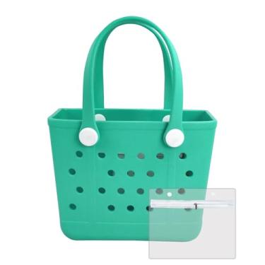 Imagem de Juyeesm Bolsas de praia pequenas de borracha para crianças, à prova d'água de borracha à prova de areia, bolsa de piscina para viagem, barco, esportes, Verde, Small, Bolsa
