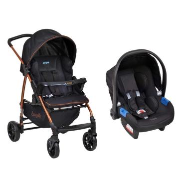 Imagem de Travel System Burigotto Carrinho de Bebê com Bebê Conforto Ecco + Touring X Preto com Cobre
