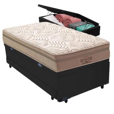 Imagem de Bicama Baú Preto + Colchão Los Angeles Molas V-Tech Solteiro