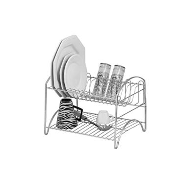 Imagem de Escorredor de Louça Duplo Laminado Cromado 16 Pratos 05 Copos Organização Cozinha