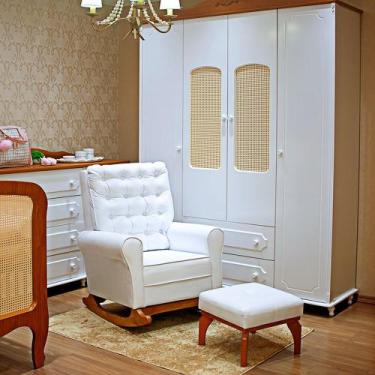 Imagem de Poltrona De Amamentação Paris Base Balanço C/ Puff Retrô material sint