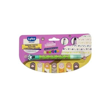 Imagem de Marca Texto Com Cheirinho De Frutas Glitter + Carimbo Roller LYKE, Ver