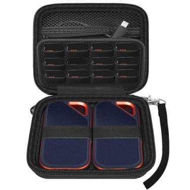 Imagem de Capa compatível com SanDisk 1TB 2TB 4TB 500GB 8TB para SanDisk Extreme PRO disco rígido externo SSD portátil, cartão de memória SD SDXC SDHC organizador - para 2 unidades SSD (preto)