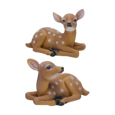 Imagem de SEEK RARE 2 peças estátua de cervo sika decoração de jardim resina 17 x 7,9 x 11 cm ornamentos de gramado de veado e estátuas acessórios de jardim de fadas estátuas de animais estátuas ao ar livre