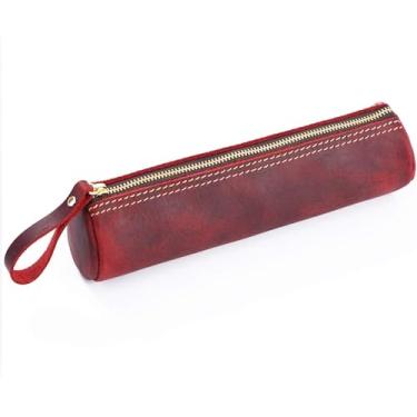 Imagem de Estojo De Lápis De Couro E Pincéis De Couro Para Escola, Escritório E Trabalho Para O Trabalho, Escritório, Wine Red, 20.5x5.2x5.2cm