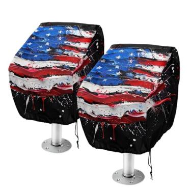 Imagem de Whosucclay Capa de assento dobrável para barco (pacote com 2), capa para cadeira de capitão de barco terrestre, resistente ao clima, ao ar livre, durável, proteção para cadeira de pesca, estampa da