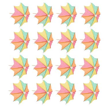 Imagem de Ciieeo Pequenos guarda-chuvas para bebidas guarda-chuva de papel flor placa topo de bolo para