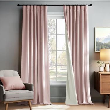 Imagem de PONY DANCE Cortinas de veludo 100% blackout de 182,88 cm de comprimento para quarto de bebê, bolso de haste, gancho de aba traseira, cinto, cortinas de janela com isolamento térmico para quarto de