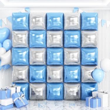 Imagem de Blue and Silver Balloons Wall Tunnel Backdrop Double Sided Blue Silver Balloon Arch Garland Kit for Graduation Baby Shower Bridal Anniversary Birthday Party Decorations
