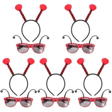 Imagem de BESTOYARD 5 Sets party props Ladybug Costume Accessories Alien Headband ladybug eyeglasses antenna ball headband Ladybug Glasses girl headbands easter party headwear plastic Tutu