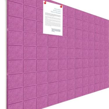 Imagem de Honoson Pacote com 12 azulejos de parede de feltro de cortiça grande 122 x 91 cm com adesivo seguro, grande placa decorativa de parede para paredes de escritório em casa (rosa)