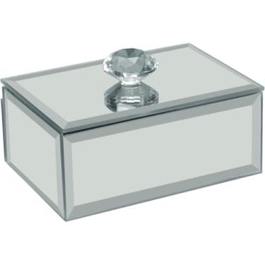 Imagem de PORTA JOIAS DECORATIVO HOME&CO ESPELHADO MDF 4X10X7CM BRANCO