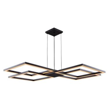 Imagem de Lustre Pendente Perfil LED Integrado 96W Design Moderno Quarto Sala Escritorio Bivolt (Preto - Luz Branca Fria 6500K)