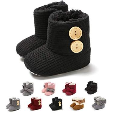 Imagem de Botas infantis de inverno para bebês meninas sapatos de sola macia antiderrapante infantil neve quente pré-andador recém-nascido botas, C-black, 0-6 Months Infant