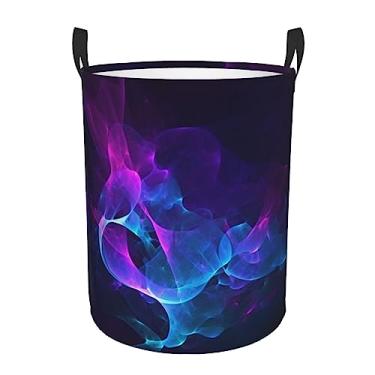 Imagem de Cesto de lavanderia azul e roxo, dobrável, impermeável, cesto de armazenamento de roupas com alças, pano Oxford, organizador de brinquedos, cesta para banheiro, lavanderia, quarto, pequeno