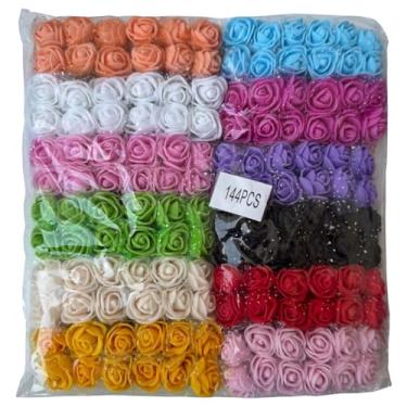 Imagem de kit 144 Mini Florzinhas Rosas Artificiais de EVA para Lembrancinha.flores；flores artificiais；flor artificial(Colorido/Aleatório,144 UN - Pacote Grande)