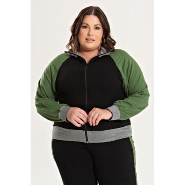 Imagem de Jaqueta Feminina Plus Size em Molecotton com Mangas Contrastantes - Se